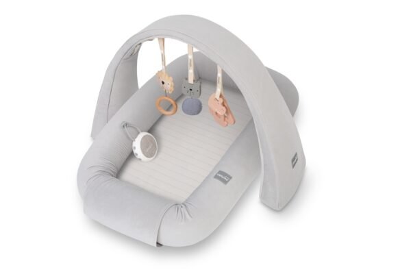 Modulares Babynest mit Geräuschen und Spielzeug 4 in 1 Grau