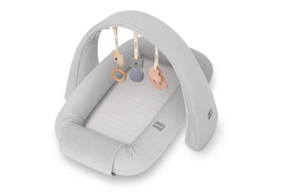 Modulares Babynest mit Spielzeugbogen 3 in 1 Grau