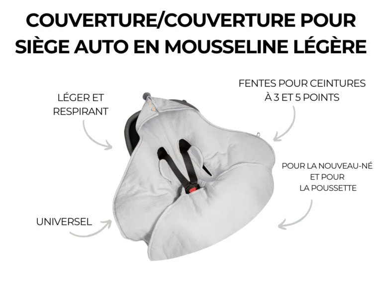 Couverture légère en mousseline pour siège auto