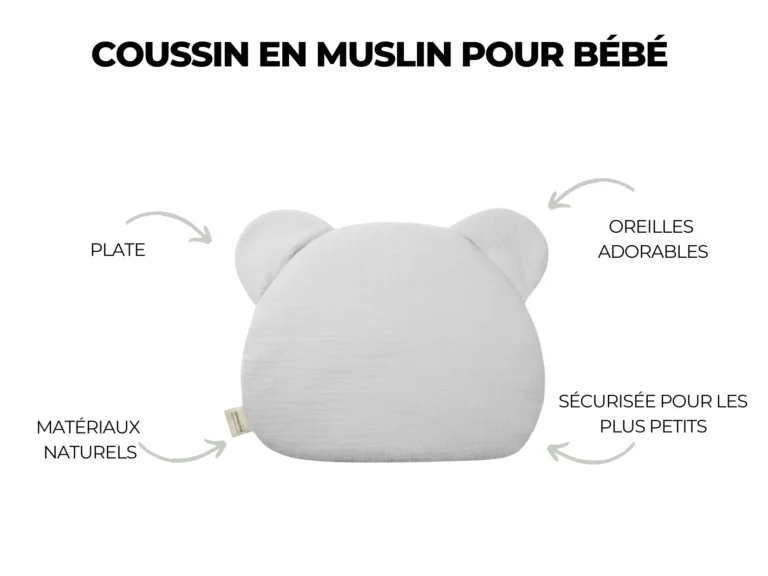 Oreiller en mousseline ourson